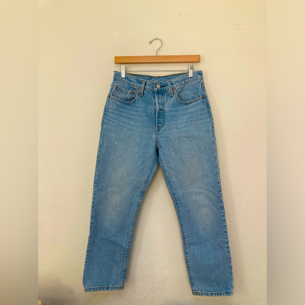 Levi’s 501 Light Blue Ankle Cropped Jeans Denim Sz 27 X 26